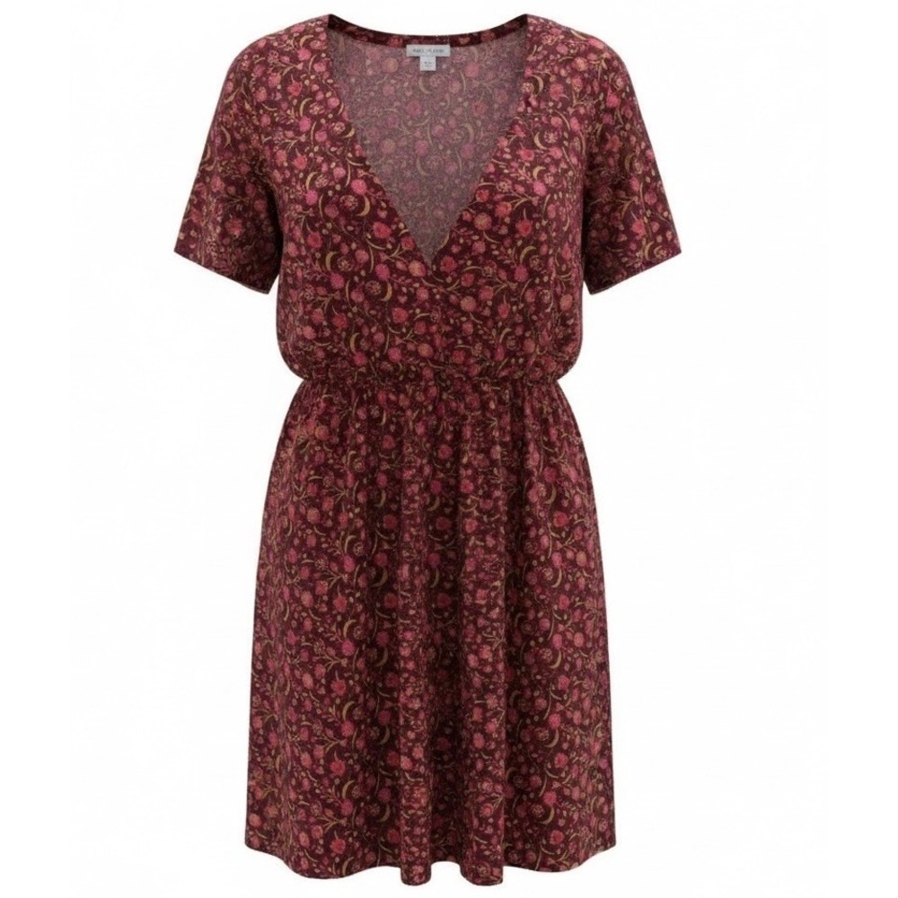New Mini Swing‎ Dress Red Paisley Small V Neck Pockets Sundress Old Navy Summer